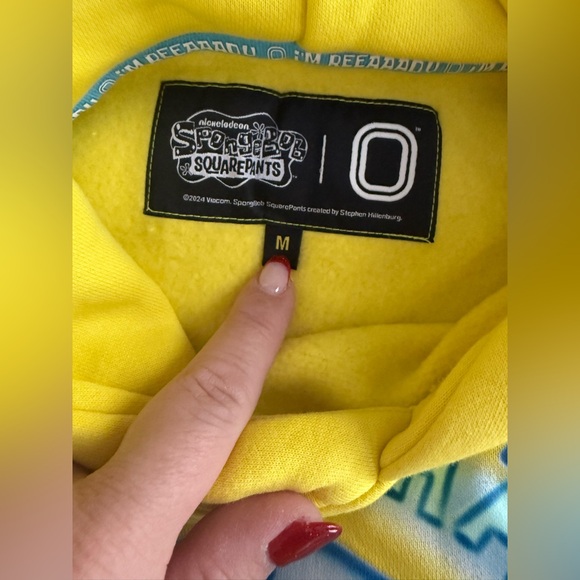 Overtime SpongeBob Airbrush Hoodie Men’s Medium in Yellow Worn 1x - Picture 8 of 8